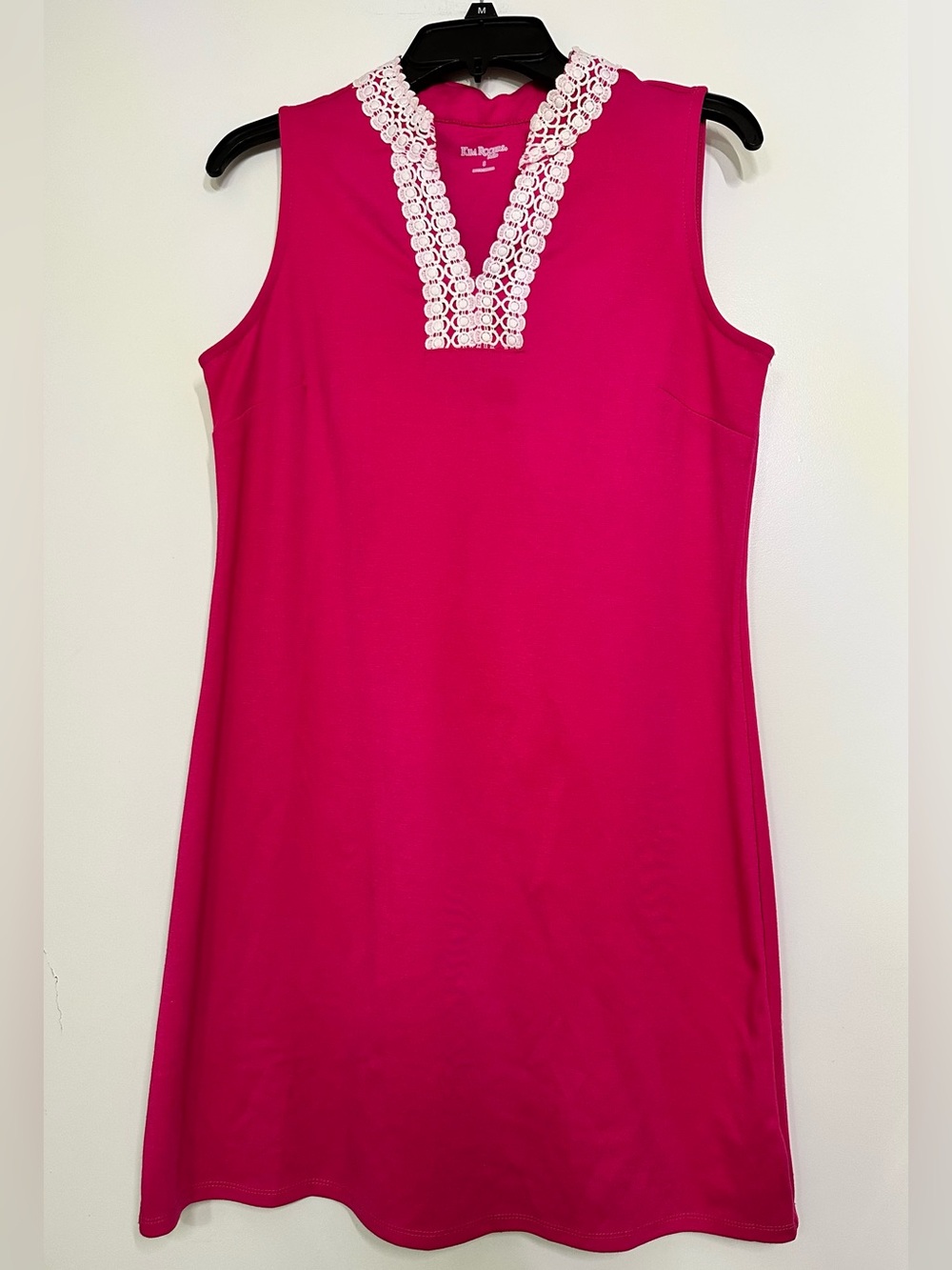 Kim Rogers Hot Pink Sleeveless petite tunic Dress with White Trim